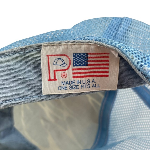 Vintage Wisconsin Fishing Trucker Cap Water Camo Mesh Back Made in USA Snap-back - Picture 3 of 10